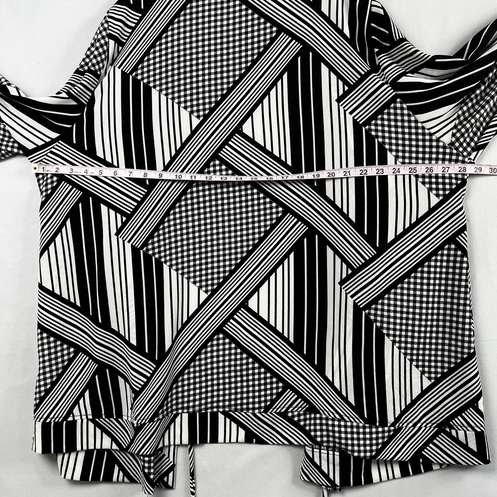 Kiyonna Kimono Womens 2X Cardigan Black White Checked Stripe Artsy - Picture 4 of 15